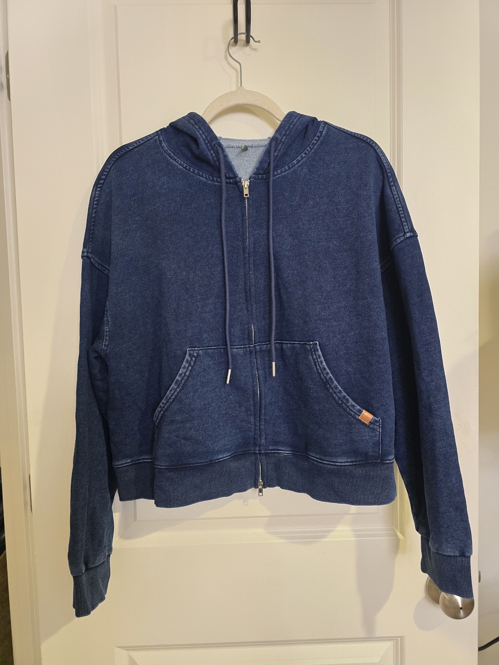 HALARA NWOT Indigo Blue Full-Zip Hoodie Jean Jacket
